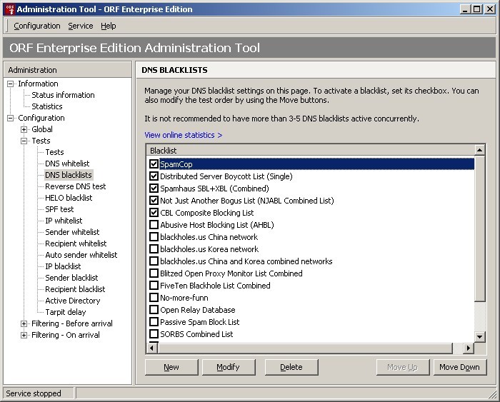 Open Relay Filter Enterprise Edition Screenshot